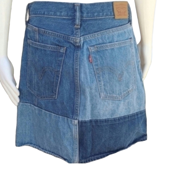 Vintage LEVI'S Jeans Redone Upcycled Patchwork Jean Skirt S Denim Mini - Picture 7 of 16
